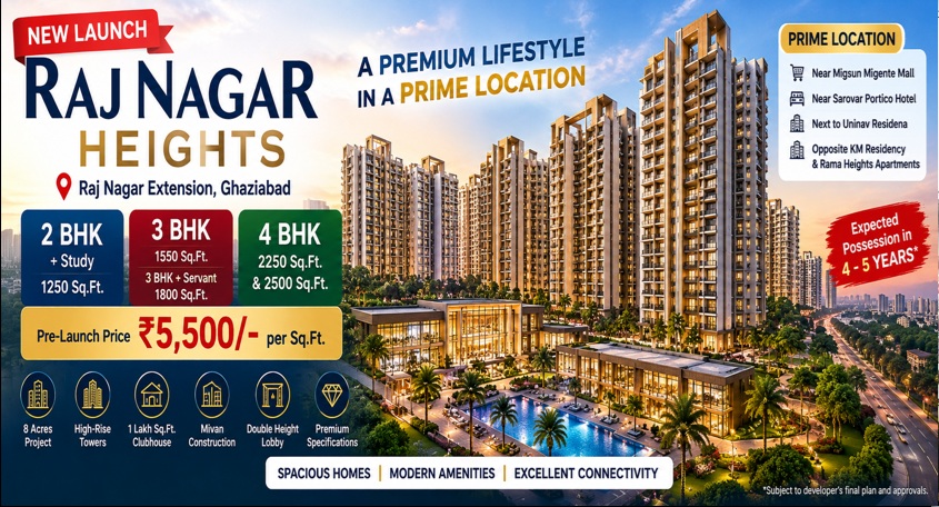 New Launch 2bhk 3bhk 4bhk Apartments in Raj Nagar Extension, Ghaziabad