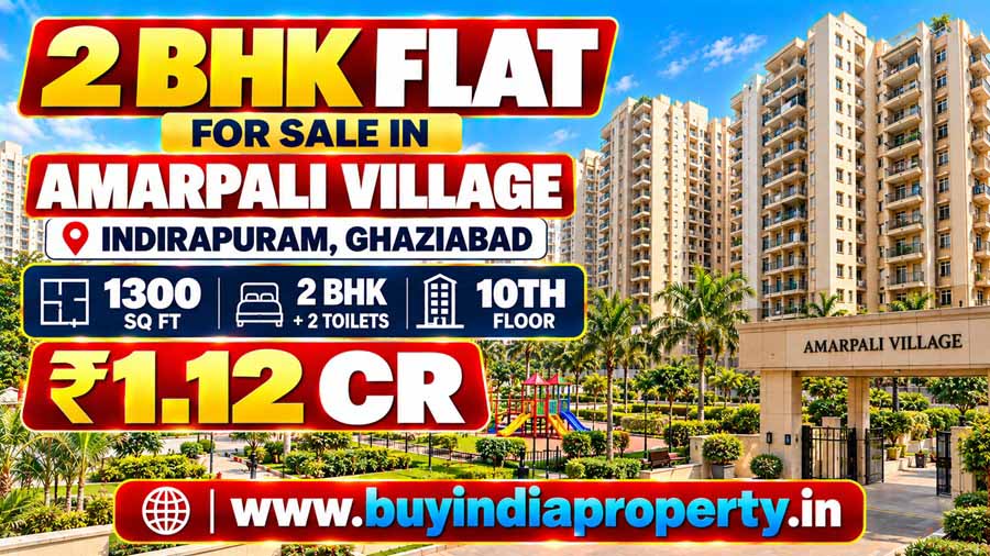 2 BHK + 2T Flat for Sale in Amrapali Village | 1300 Sq Ft | Unit 1004