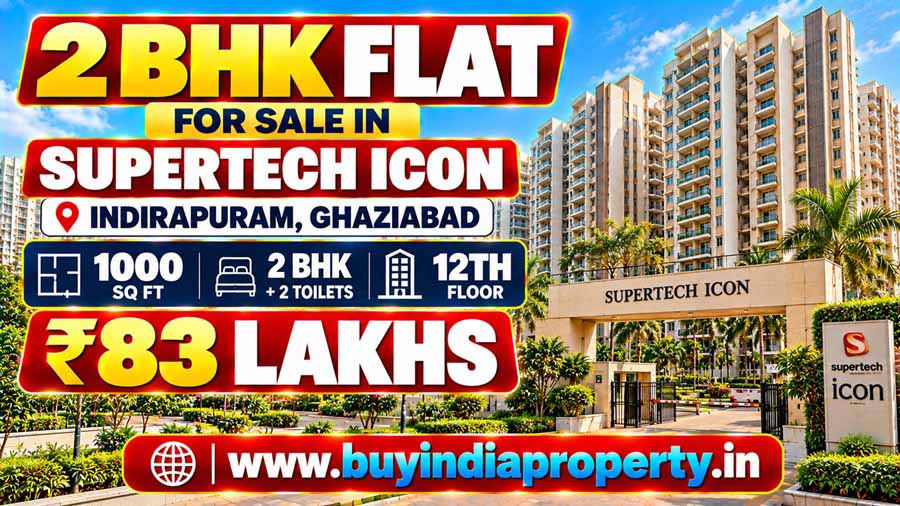 2 BHK + 2T Flat for Sale in Supertech Icon | 1000 Sq Ft | Unit 1207