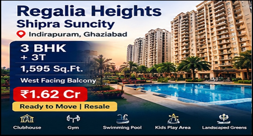 3 BHK + 3T Ready-to-Move Flat in Regalia Heights, Shipra Suncity, Indirapuram