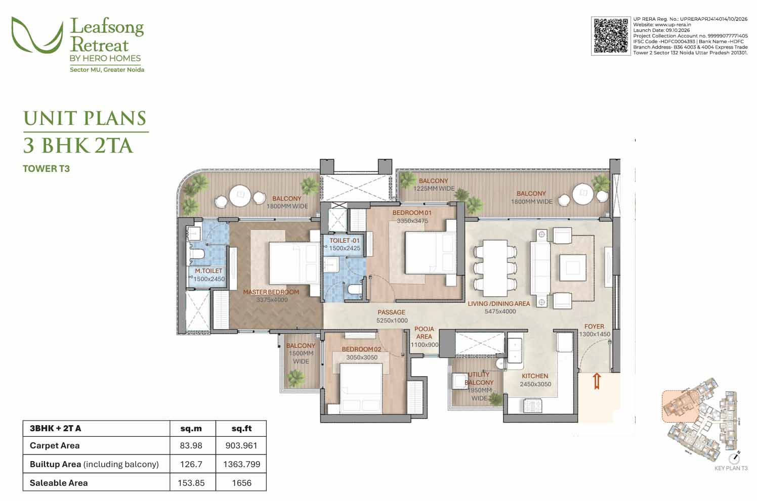 3 BHK Flats in Hero Homes Leafsong Retreat, Greater Noida – 1656 to 2289 Sq. Ft.