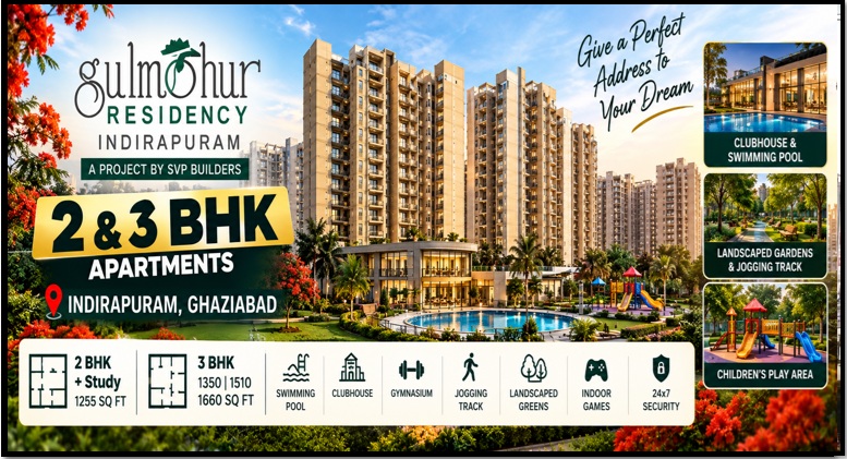 2 BHK + Study Flat in SVP Gulmohar Residency, Indirapuram